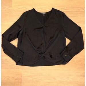 Express black silky long sleeve blouse womens size large